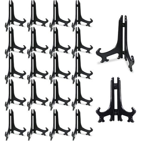 5 Inch Plastique Transparent Chevalets 20 PCS Plastique Noir Chevalets Supports D'assiette pour Les Mariages, Décoration de La Maison, Anniversaires, Des Tables (1/5)