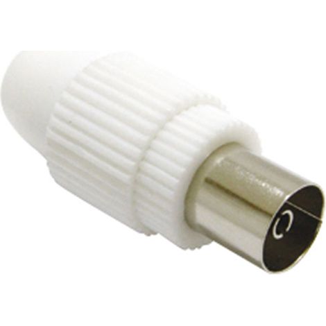Conector tv hembra recto blanco