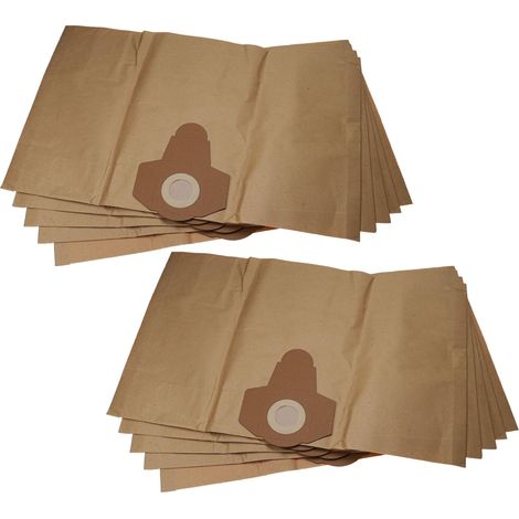 vhbw 10x Sacs compatible avec Parkside PNTS 1500 B3 IAN 275083, PNTS 1500 B3 IAN 104474 aspirateur - 38,5cm x 26cm marron