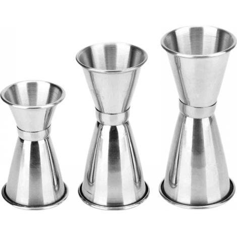 Verre doseur en acier inoxydable à double extrémité, verre doseur à vin, verre doseur à vin à double extrémité, bar, mélangeur spécialisé, ensemble de 3 pièces-AquaForge