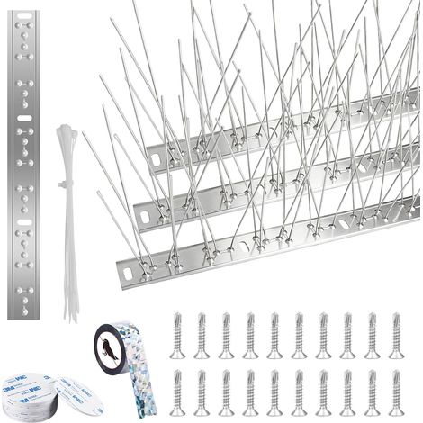 Pic Anti Pigeon en Acier Inoxydable 304, Kit De 2,5M avec 20 Attaches, Vis Et Ruban 3m, Anti Pigeons pour Balcon, Toit Et Fenêtres