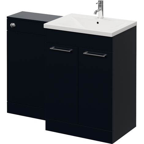 Napoli 460 Deep Blue 1100mm 2 Door Vanity Unit Toilet Suite with Glide Basin - 1100mm - Chrome 160mm HandleWithout Kingston Toilet Pan