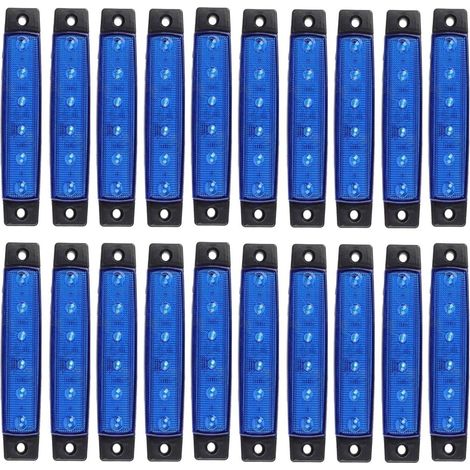 Feux de gabarit latéraux LED 6 LED 2835 SMD Feux de dégagement pour camion remorque RV camping-car pick-up tracteur camion SUV bateau 12 V DC antichoc (20 pièces bleu) (1/5)