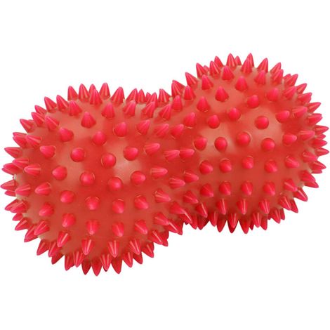 Erdnussförmiger PVC-Massageball mit stacheliger Oberfläche für Rücken und Füße – Fitness und Muskelentspannung (rot) (1/4)