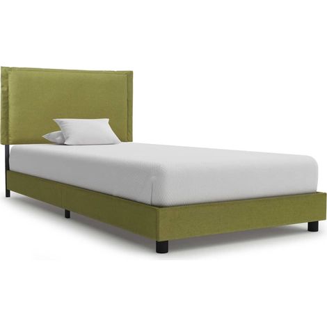 Lit adulte-90 x 200 cm, Cadre de lit, Lit Simple, Structure de lit Vert Tissu 90 x 200 cm, PDKEI90149 (1/5)