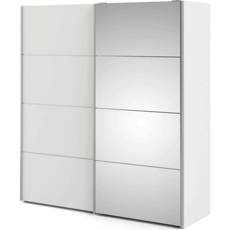 Dmora - Guardaroba 2 ante Berthe, Mobile camera da letto, Cabina armadio portabiti, Armadio appendiabiti, 182x64 h202 cm, Bianco