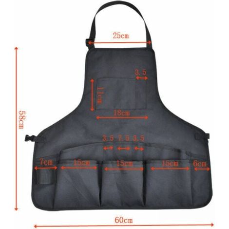 (noir) Tablier de Jardinage Tablier Jardinier en Tablier de Travail en Tablier de Protection Réglable pour Outils de Jardin (1/4)