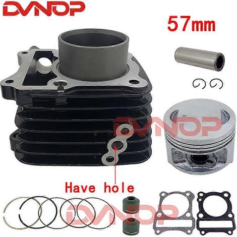 Kit de cilindro de 57 mm, pistón y junta. Todos los juegos para Suzuki GS125 GN125 125CC GN 125 EN125 GZ125 DR125 TU125 157FMI K157FMI (orificio plano negro). (1/5)