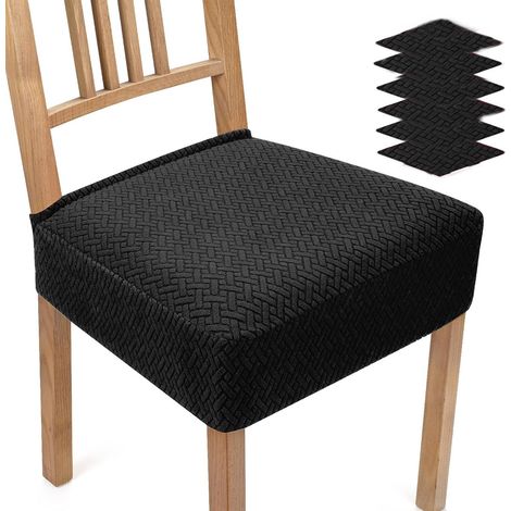 (Noir, 6 Pièces) Housse de Chaise Extensible 6 Pièces Housse de Chaise Salle à Manger Moderne Jacquard Housse pour (1/5)