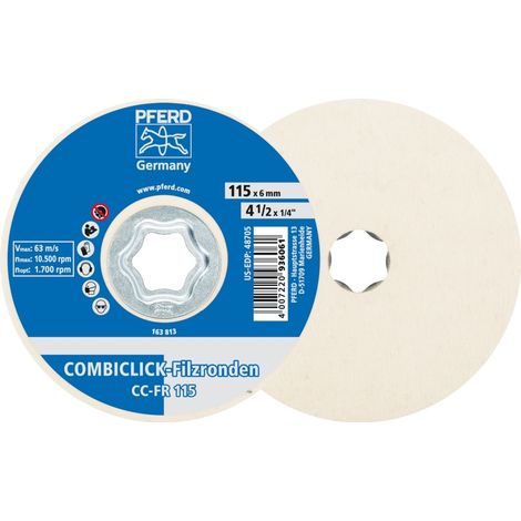 PFERD COMBICLICK Filzronden CC-FR Ø 115 mm für Vor-und Hochglanzpolitur mit Winkelschleifer (1/5)