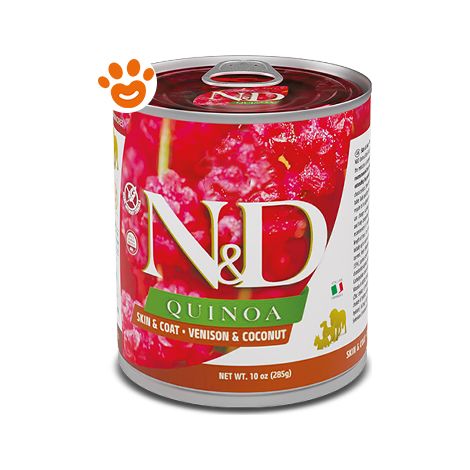 Farmina Dog N&D Quinoa Skin & Coat Adult Cervo e Cocco - Lattina 285 Gr - Cibo Umido Cani
