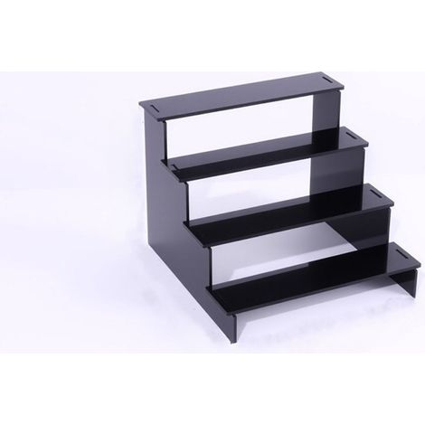 Présentoir à 4 niveaux en acrylique, étagère de rangement de 7 cm en plastique noir pour parfums, eaux de Cologne, figurines, produits de soin, objets de collection et cosmétiques. (1/4)