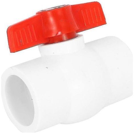Vanne à bille en PVC blanc/rouge à emboîtement 50 mm/2 pouces pour la régulation de l'eau (1/5)