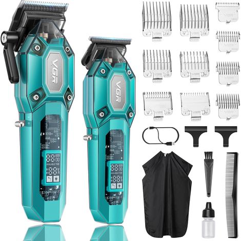 Professional Wireless Men's Hair Clipper  Men's Hair Clipper Kit with 10 Limit Combs, USB Rechargeable with LED Display (1/5)