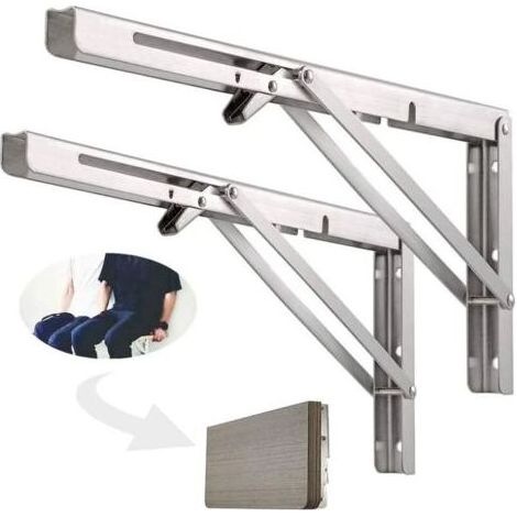 Étagère murale pliante 500 mm – Acier inoxydable 304 – Charge maximale 181 kg – Support pliant pour établi – Lot de 2 pièces (1/5)
