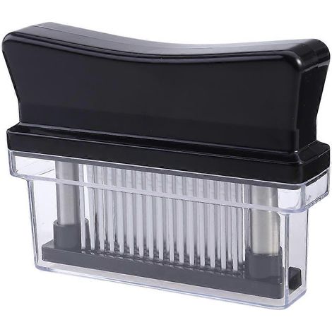 Attendrisseur de viande - Outil de cuisine avec 48 lames ultra-fines en acier inoxydable - Idéal pour le poulet, le steak, le bœuf, le porc et le poisson - Pour une viande plus tendre (Noir)-Black