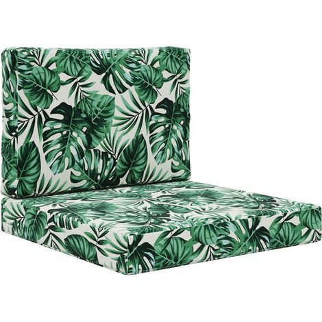 Coussin de canapé d'extérieur 2 pcs Motif feuille Polyester