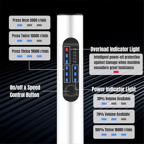 Stylo graveur rechargeable USB, outil rotatif sans fil, adapté à la fabrication de bijoux, au travail du métal, du bois, de la pierre, du plastique, du verre et autres matériaux, blanc. (1/5)