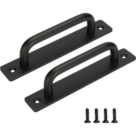 Bardusch-Lot de 2 Poignées de Porte Coulissante Noires en Aluminium, 128mm, Design Moderne et Durable pour Meubles et Armoires (1/4)
