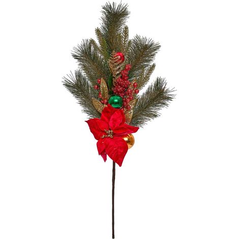 Branche décorative de Noël boules et poinsettia - Feeric lights & christmas (1/2)