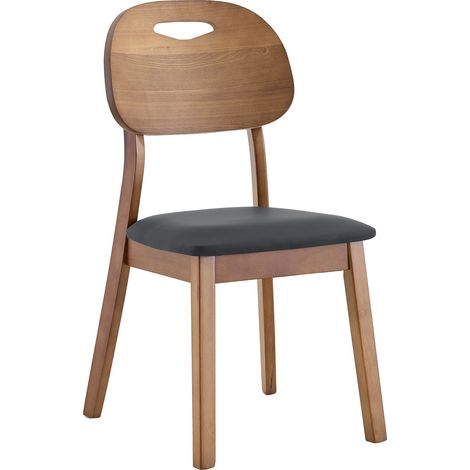 Set da 2 sedie da pranzo nere in legno con schienale ovale e seduta imbottita (1/5)
