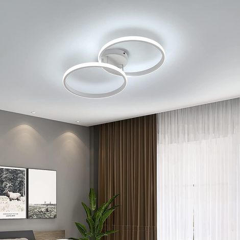 GOECO Plafoniera LED, Plafoniera Moderna 42W, Doppio Anello Acrilico Bianco per Camera da Letto, Soggiorno, Ufficio, 6000K 3360 Lumen (1/5)