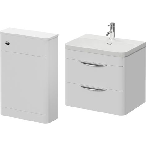 Oslo Gloss White 1150mm Wall Mounted Vanity Unit Toilet Suite with Fina Basin - 1150mm - Oslo Standard HandleWithout Jubilee Toilet Pan