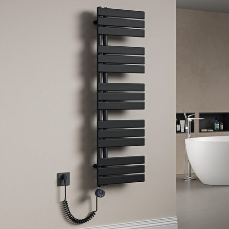 Mai & Mai – Radiateur central sèche-serviette 131x40cm – Acier inoxydable – Résistance chauffante 1000W – Température 30-70℃ – Pour salle de bain (1/5)