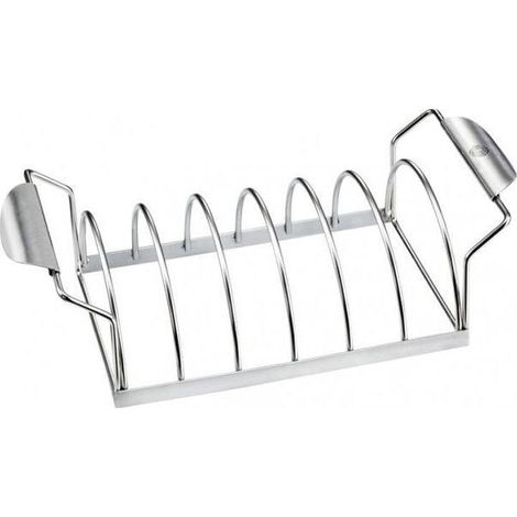 Gefu Soporte para costillas de cerdo plateado acero inoxidable
