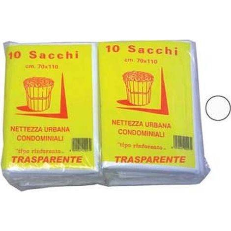 Sacco condominiale rinforzato trasparente pz.10 - cm.70x110 gr.75 - 10 cf