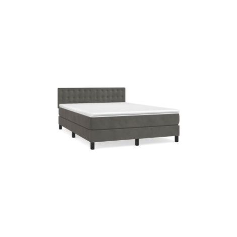 Sommier à lattes de lit et matelas Gris foncé 140x190 Velours (1/5)