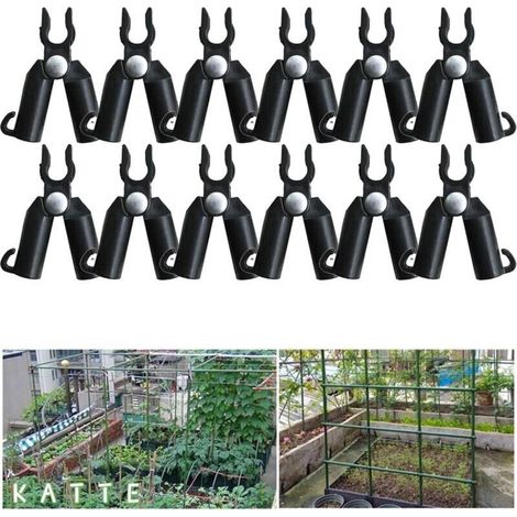 Lot de 12 connecteurs pour treillis de jardin, plantes, auvents, support de fixation commun pour cage à tomates (11 mm)