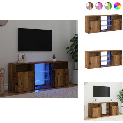 Meuble TV avec lumières LED vieux bois bois d'ingénierie - Meuble TV - Meubles TV - Support TV - Meuble Hifi (1/5)