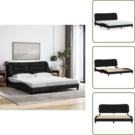 Cuscino testiera - vidaXL Giroletto senza Materasso Hvar Nero 180x200 cm in Tessuto - Letto Hvar