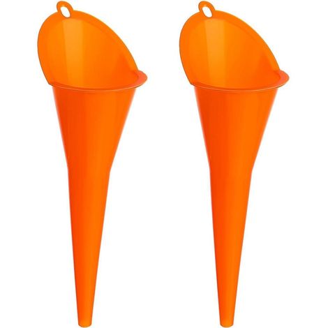 2 Stück Öltrichter mit langem Hals, Universal-Einfülltrichter für Auto, Benzin, Kraftstoff, Kunststoff, Orange (1/5)