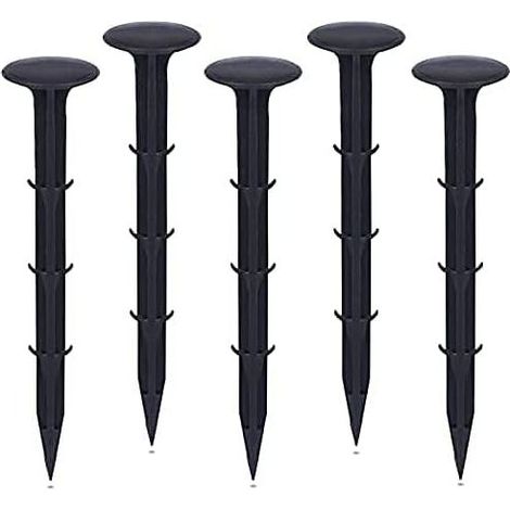 Piquets de jardin en plastique pour fixer la toile de paillage, protection UV (200 pièces, noir) (1/5)