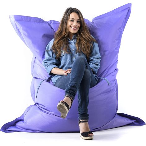 Pouf Géant Violet BiG52 Classic 170x130 cm - Déhoussable, Intérieur/Extérieur, Rempli de Billes de Polystyrène (1/5)