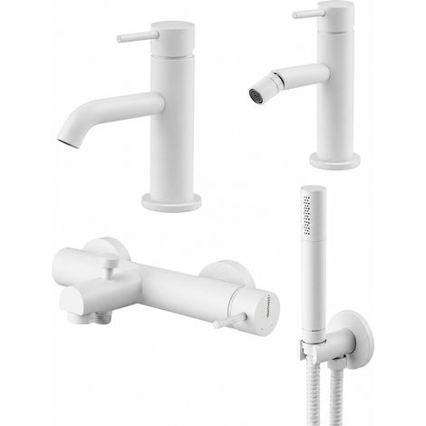Set miscelatore lavabo, miscelatore bidet e kit vasca in colore bianco opaco Gattoni Easy KITEASYBO7 (1/4)