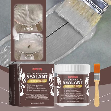 Wasserdichte Dichtmasse/Fugenmörtel für Heimwerkerarbeiten, Leckreparaturen, Fugenfüllung, vielseitiger, wasserdichter Dicht- und Klebstoff – 100 ml × 1 + Pinsel × 1 -- DTEKGAZ (1/5)