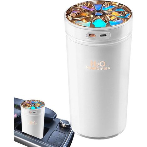 Umidificatore per auto USB,Umidificatore a nebulizzazione da 300 ml con luce colorata,umidificatore portatile ricaricabile per auto (1/5)