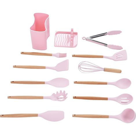 Pink Silicone Kitchen Utensil Set with Handles (1/5)