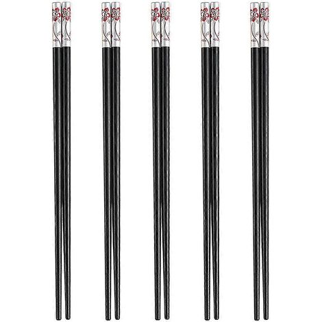 Baguettes réutilisables, lot de 5 paires de baguettes en fibre de verre, baguettes chinoises, antidérapantes, faciles à utiliser - argentées (1/5)