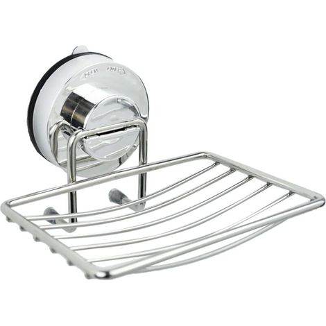 Porte-savon mural, acier inoxydable résistant à la rouille avec ventouse porte-savon fixation à vis sous vide sans perçage douche de salle de bain, cuisine (1/5)