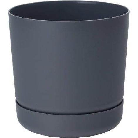 Pot de fleurs en plastique avec soucoupe 13x14,6cm anthracite mat