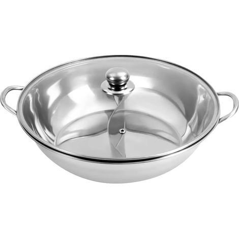 Fondue Chinoise, Compartiment Double, Acier Inoxydable Durable, argent (1/2)