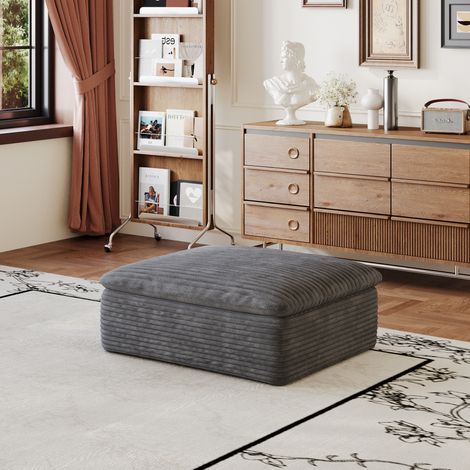 Divano modulare, design componibile, supporto interamente in schiuma, tessuto morbido grigio scuro (1/5)