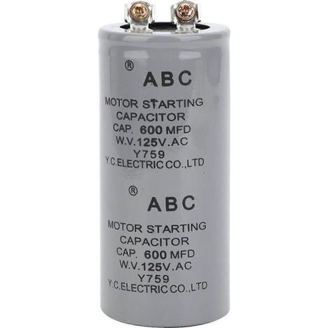 Condensateur de démarrage moteur CD60 600 µF 125 V CA 43 x 102 mm (1/4)