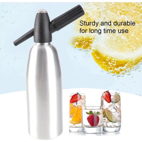 Soda Maker,Siphon pour Soda Aluminium 1L,Soda Siphon Bottle avec Régulateur de Pression, Aluminium Sparkling Water Maker pour jus de fruits faits maison, Mojito, Cocktail, Boissons