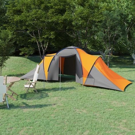 Tente de camping,Tonnelle Pliante de Jardin 6 personnes Gris et orange -76648 (1/5)