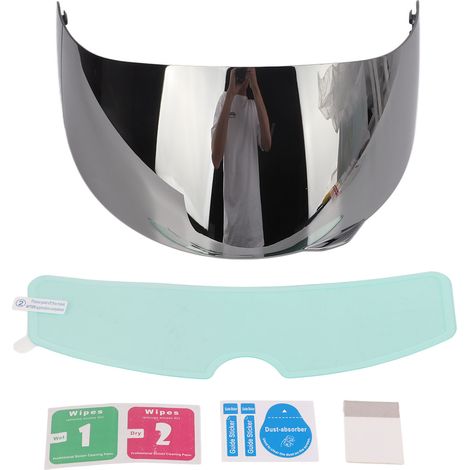 Casque Moto Visière 190° Vue Horizontale Épaisse Lentille de Visière Moto Remplacement pour AGV VISOR K5 S K3 SV Argent (1/5)